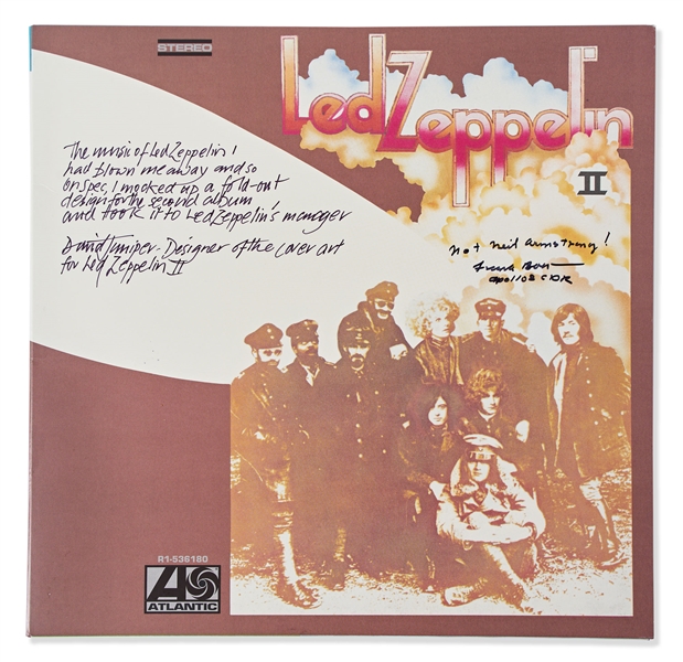 Led Zeppelin II Album Signed by Artist David Juniper & Frank Borman, the Apollo Astronaut Who's on the Cover Because Juniper Thought He Was Neil Armstrong -- Borman Writes ''Not Neil Armstrong!''