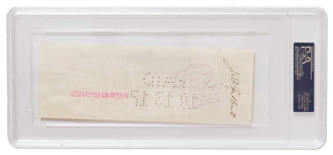 Orville Wright Check Signed -- Encapsulated by PSA/DNA with Signature Graded 9 Mint