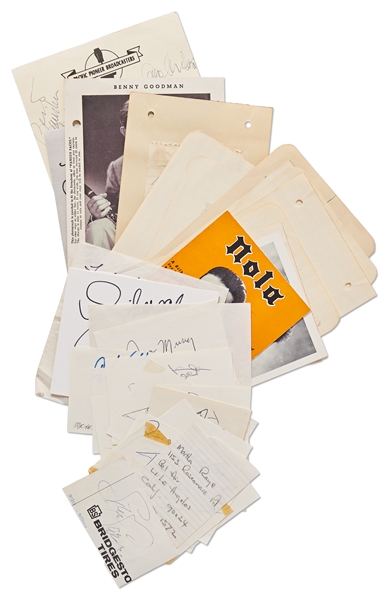 Over 150 Autographs of Music, Movie & Sports Stars -- Includes Signatures of Elvis Presley, Orson Welles, Nat King Cole, John Wayne, Boris Karloff, Fats Waller, Edward G. Robinson, Lou Costello & More