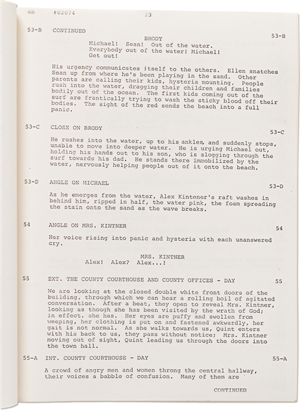''JAWS'' Script from 1974 -- Revised Final Draft Screenplay Runs 123pp. Plus 96pp. of Storyboards