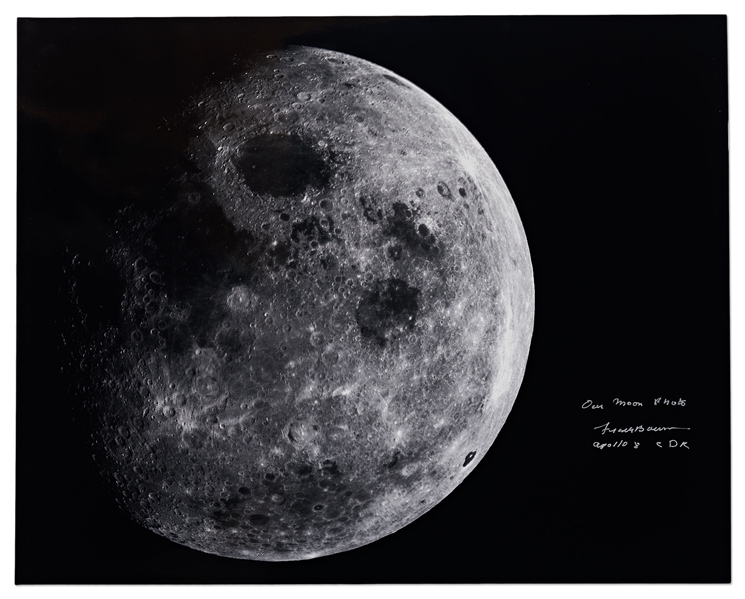Frank Borman Signed 20'' x 16'' Photo of the Round Moon from Apollo 8