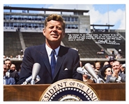 Charlie Duke Signed 20 x 16 Photo of John F. Kennedy, Quoting JFKs Famous Speech to Send U.S. Astronauts to the Moon