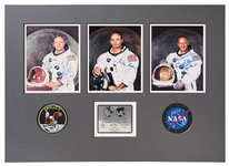 Apollo 11 Crew-Signed White Spacesuit Photos -- Each Photo Uninscribed, Matted to a Size of 31 x 22.5 -- With Zarelli COAs for Each Photo