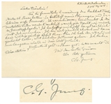 Carl Jung Autograph Letter Signed Regarding, Thanking the Recipient for the kabbalistic text & Referring to His 1944 Hospital Visit -- ...During the darkest period of my illness...