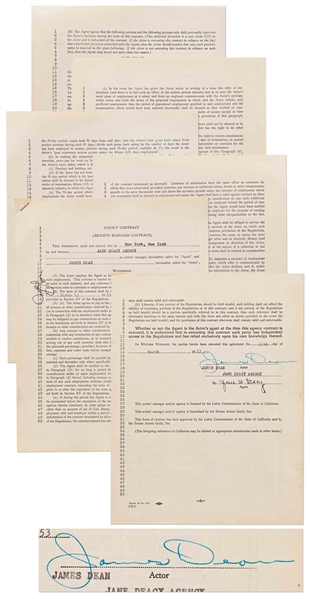 James Dean Signed Agency Contract from March 1953 with Jane Deacy -- Dean Also Initials First Page of Contract