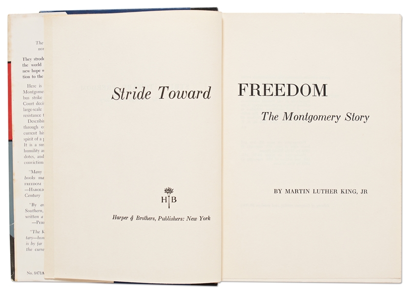 Martin Luther King Signed Copy of ''Stride Toward Freedom'' -- Bold Signature Without Inscription -- With JSA COA