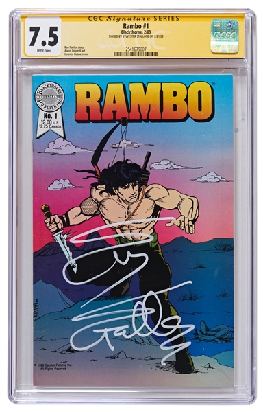 Sylvester Stallone Signed ''Rambo'' #1 Comic Book from 1989 -- CGC Encapsulated & Graded 7.5