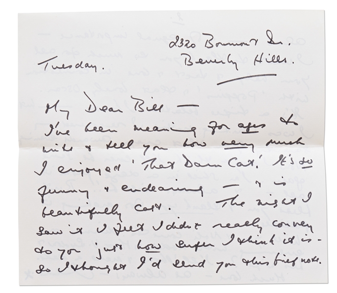 Julie Andrews Autograph Letter Signed to ''Mary Poppins'' Producer Bill Walsh -- ''...thank you so much for...'Poppins' & that lovely Oscar...I'm still in a daze from it all...''