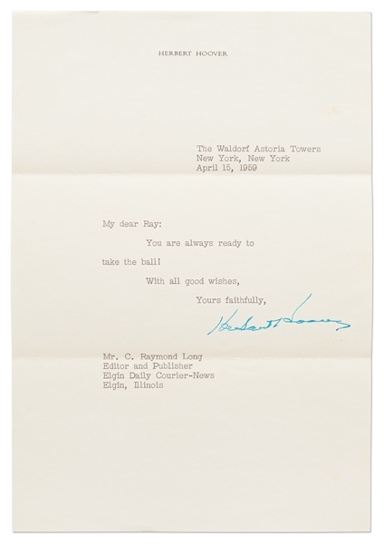 Herbert Hoover Lot of Nine Letters Signed
