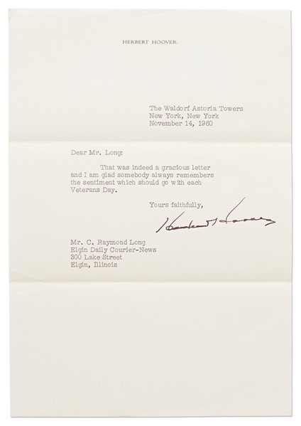 Herbert Hoover Lot of Nine Letters Signed
