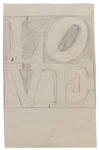Robert Indiana Signed LOVE Sketch Measuring Over 6 x 9