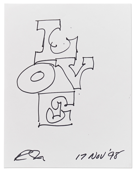 Robert Indiana Signed ''LOVE'' Sketch in a Unique Triple-Row Design