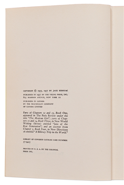 First Edition, First Printing of ''On the Road'' by Jack Kerouac