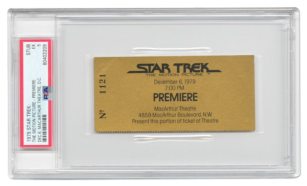 Ticket to the World Premiere of ''Star Trek: The Motion Picture'' in 1979 -- Encapsulated by PSA/DNA