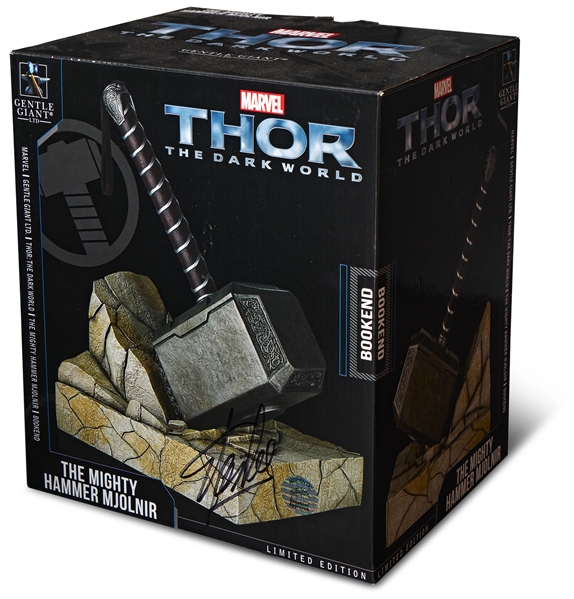 Stan Lee Signed Limited Edition ''Thor'' Mjolnir Hammer -- Box Also Signed by Stan Lee, with PSA/DNA COAs for Each Signature