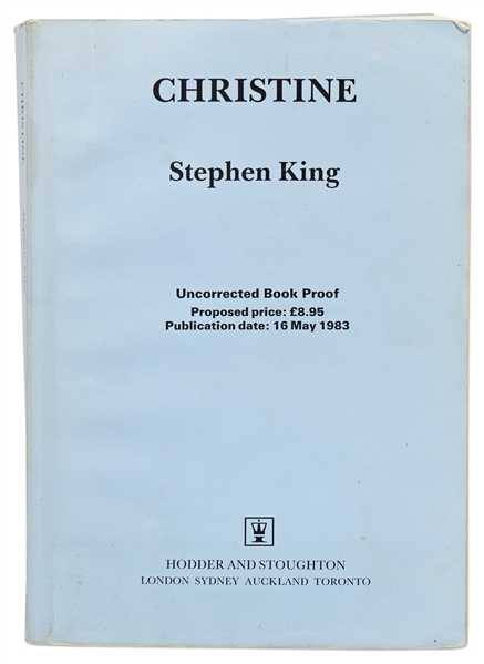 Rare Stephen King Signed Uncorrected Book Proof of ''Christine''