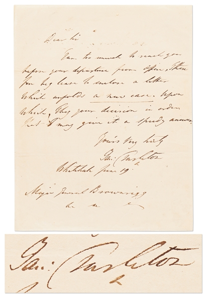 Banastre Tarleton Autograph Letter Signed -- Rare Letter by Tarleton, Head of the British Legion or ''Tarleton's Legion'' in the Revolutionary War -- With JSA COA