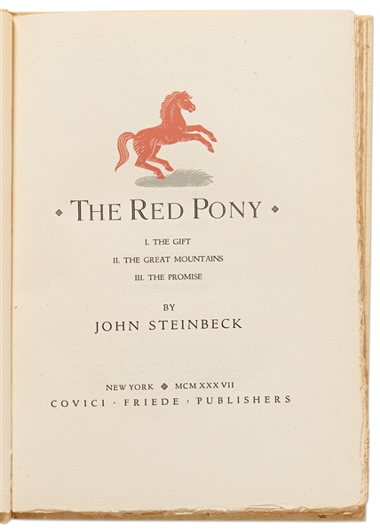 John Steinbeck Signed Limited First Edition of ''The Red Pony''