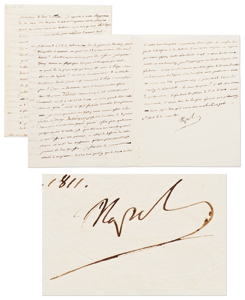 Napoleon Bonaparte Autograph Letter Signed with His Full Signature of Napoleon -- Napoleon Writes a Detailed Letter to His Minister of War Regarding Defense of the French Empire