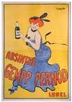 Turn of the 20th Century Lithograph by Artist Leonetto Cappiello for Absinthe Gempp Pernod Liquor -- Measures 54.5 x 77.75