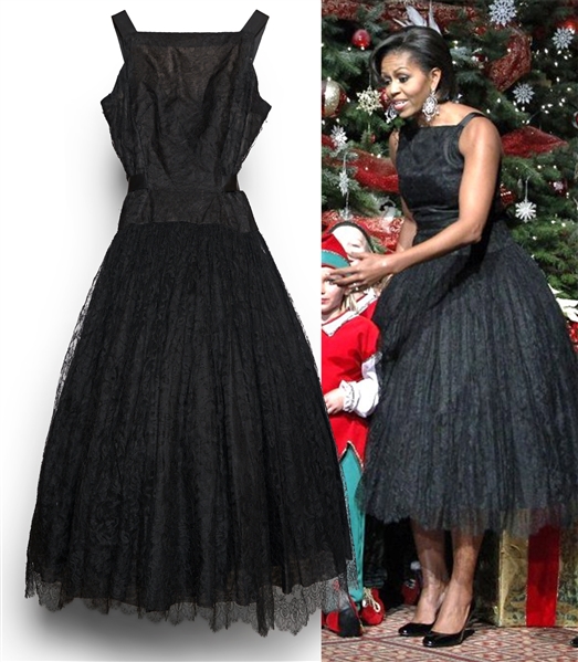 Michelle Obama Vintage Couture Dress Worn as First Lady to the ''Christmas in Washington'' Evening Gala in 2010 -- The First Time a First Lady Wore a Vintage Piece of Clothing to a Public Event