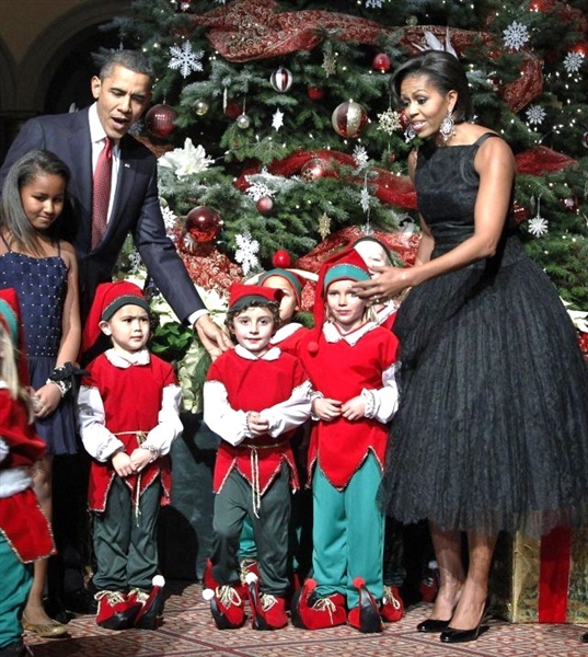 Michelle Obama Vintage Couture Dress Worn as First Lady to the ''Christmas in Washington'' Evening Gala in 2010 -- The First Time a First Lady Wore a Vintage Piece of Clothing to a Public Event