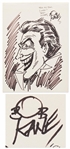 Bob Kane Signed 8 x 11 Sketch of The Joker