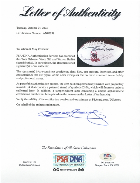 Warren Buffett Signed Nebraska Cornhuskers Football -- With PSA/DNA COA