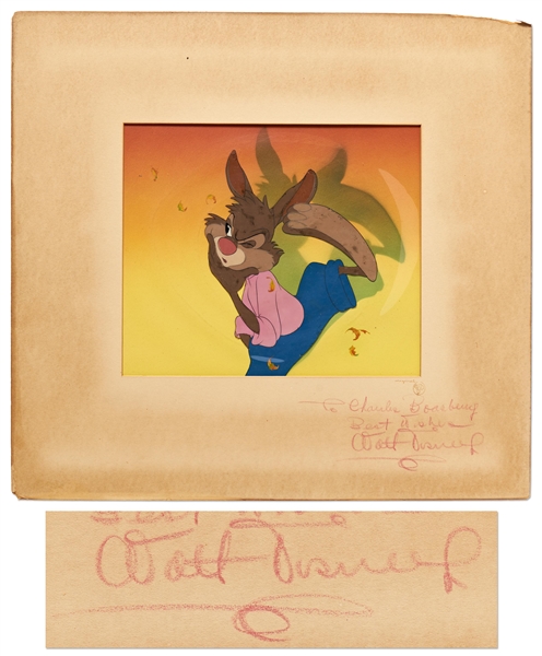 Walt Disney Signed Mat for Song of the South Animation Cel of Brer Rabbit -- With Phil Sears COA