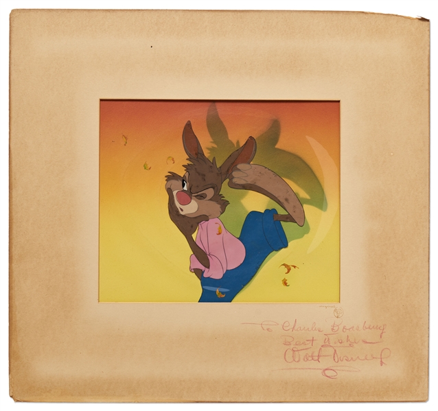 Walt Disney Signed Mat for ''Song of the South'' Animation Cel of Br'er Rabbit -- With Phil Sears COA