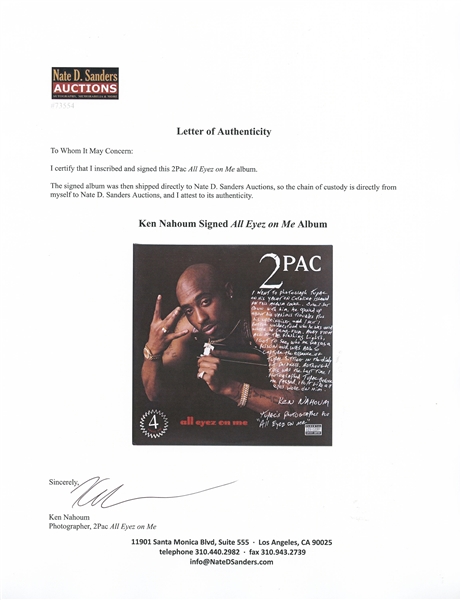 2Pac ''All Eyez on Me'' Album Signed by Photographer Ken Nahoum Who Describes How He Captured the Revealing Photos of Tupac