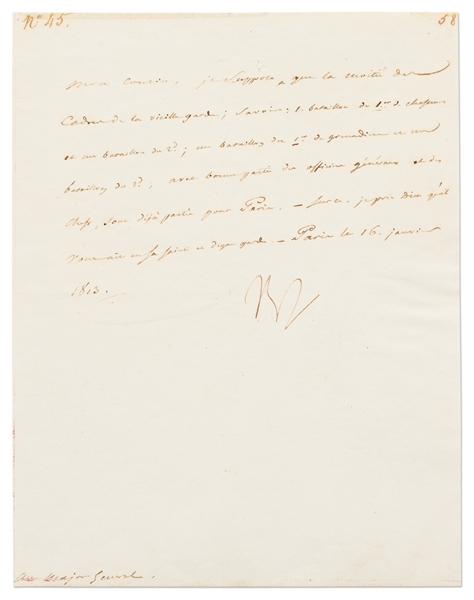 Napoleon Bonaparte Letter Signed with Military Content -- Dated 16 January 1813 Shortly After Napoleon's Disastrous Retreat from Russia