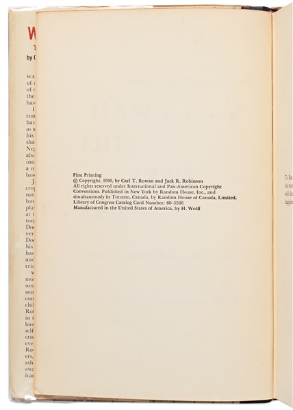 Jackie Robinson Signed First Edition, First Printing of His Autobiography ''Wait Till Next Year'' -- Uninscribed -- With PSA/DNA COA