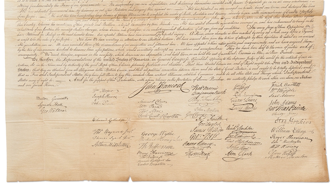 1833 Force Declaration of Independence From Original Copper Plate
