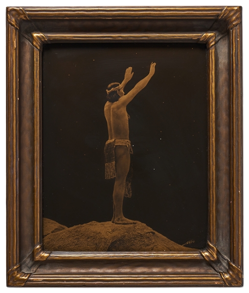 Edward Curtis Orotone of ''Prayer to the Stars'' in Original Curtis Studio Frame