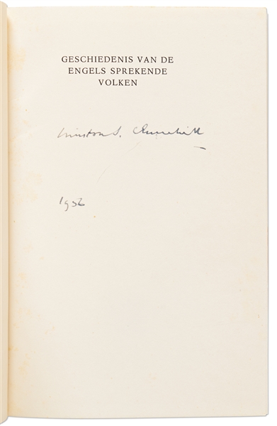 Winston Churchill Signed First Dutch Edition of His Classic Work, ''A History of the English-Speaking Peoples'' -- Without Inscription