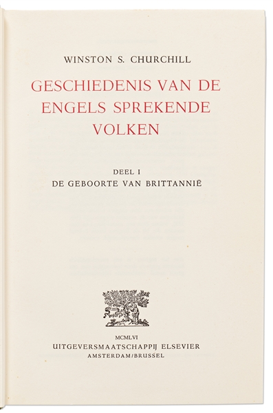 Winston Churchill Signed First Dutch Edition of His Classic Work, ''A History of the English-Speaking Peoples'' -- Without Inscription