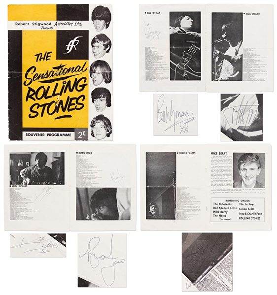 Rolling Stones Promotional Program from 1964 Signed by All Five Members Including Brian Jones -- With Heritage COA