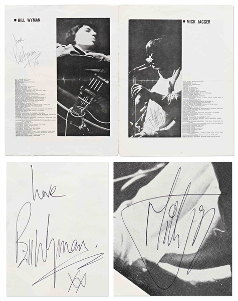 Rolling Stones Promotional Program from 1964 Signed by All Five Members Including Brian Jones -- With Heritage COA