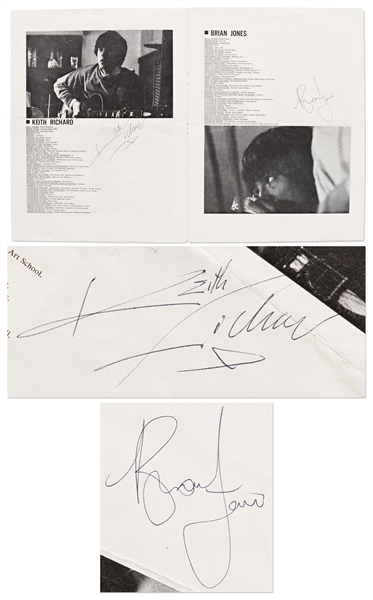 Rolling Stones Promotional Program from 1964 Signed by All Five Members Including Brian Jones -- With Heritage COA