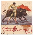 Stunning Ernest Hemingway Signed Artwork -- Hemingways Signature Pops in Red Next to the Signatures of Nine Spanish Matadors -- With Beckett COA