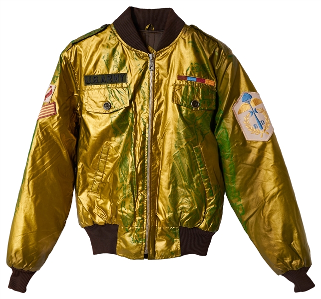 Freddie Mercury's Personally Owned Gold Bomber Jacket with U.S. Army Patch