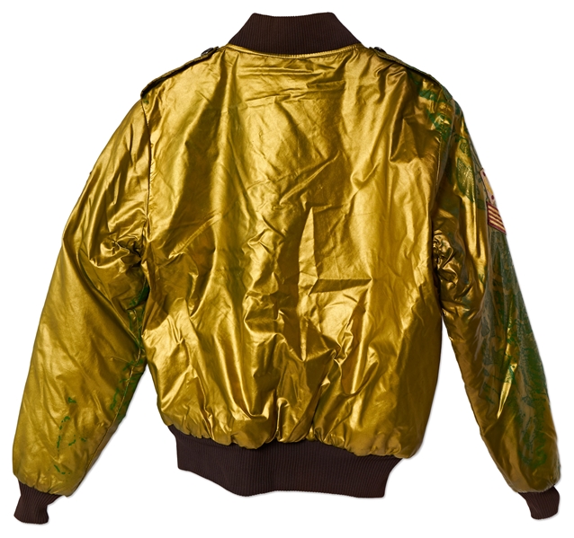 Freddie Mercury's Personally Owned Gold Bomber Jacket with U.S. Army Patch