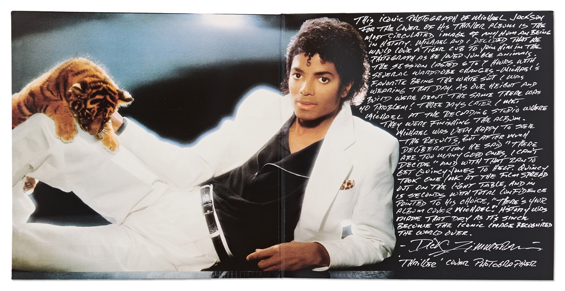 Michael Jackson Thriller Album with Handwritten Memory of How the Famous Photos Were Captured by Photographer Dick Zimmerman