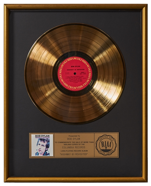 Bob Dylan's Personal Gold RIAA Award for ''Highway 61 Revisited'' -- Presented to Bob Dylan Himself