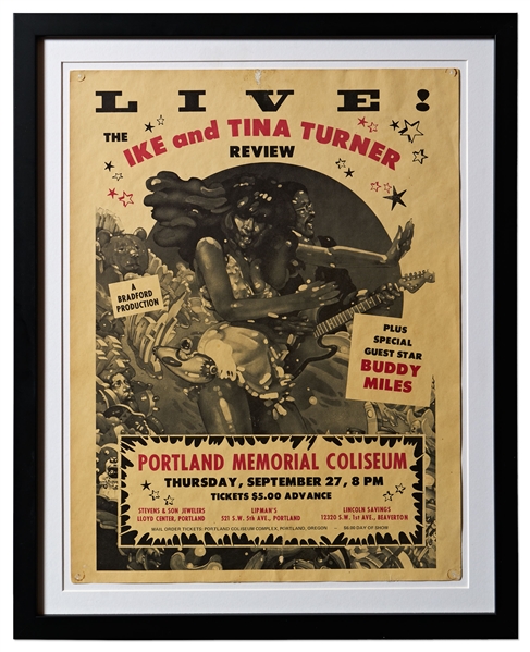 Tina & Ike Turner Concert Poster from 1973 for a Portland, Oregon Performance