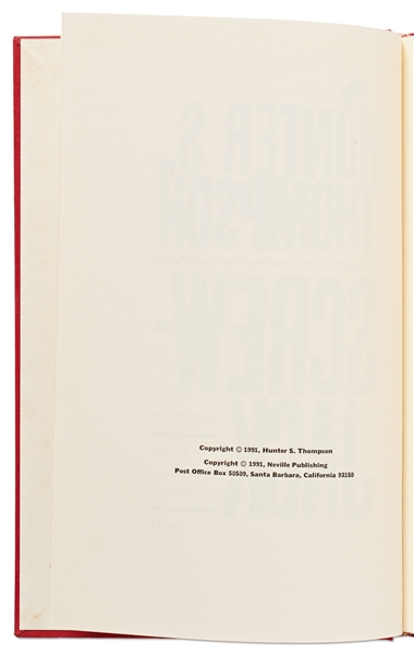 Hunter S. Thompson Signed First Edition of ''Screw-Jack'' -- Number 22 in the Limited Edition of 300