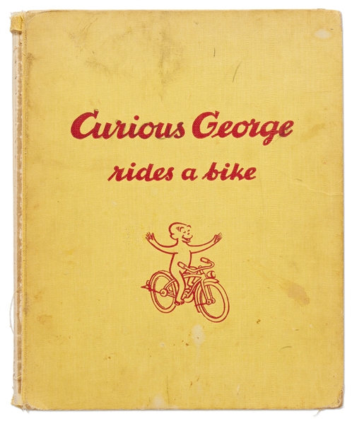 H.A. Rey Signed First Edition of ''Curious George Rides a Bike'' with Rey Also Drawing an Illustration of the Curious Monkey