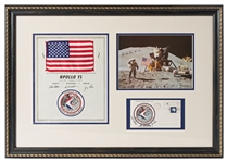 Apollo 15 Space Flown Flag, on NASA Certificate Signed by the Crew -- Framed with Apollo 15 Crew-Signed First Day Cover -- From the Personal Collection of Astronaut James Irwin