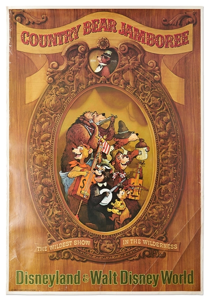 Original Disneyland & Disney World Country Bear Jamboree Park Attraction Lithograph Poster